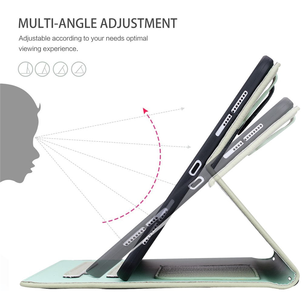 For Lenovo Tab P12 Case 3D Effect Cat Pattern Leather Stand Table Cover with Wallet, Stylus Holder - Green