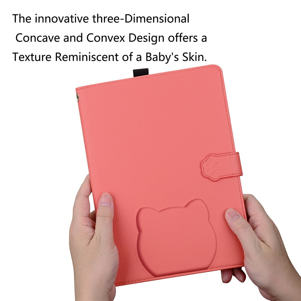 Wallet Case for Lenovo Xiaoxin Pad 2025 / Tab K11 Gen 2 / M11 Leather Stand Table Cover with Stylus Holder, 3D Effect Cat Pattern - Watermelon Red