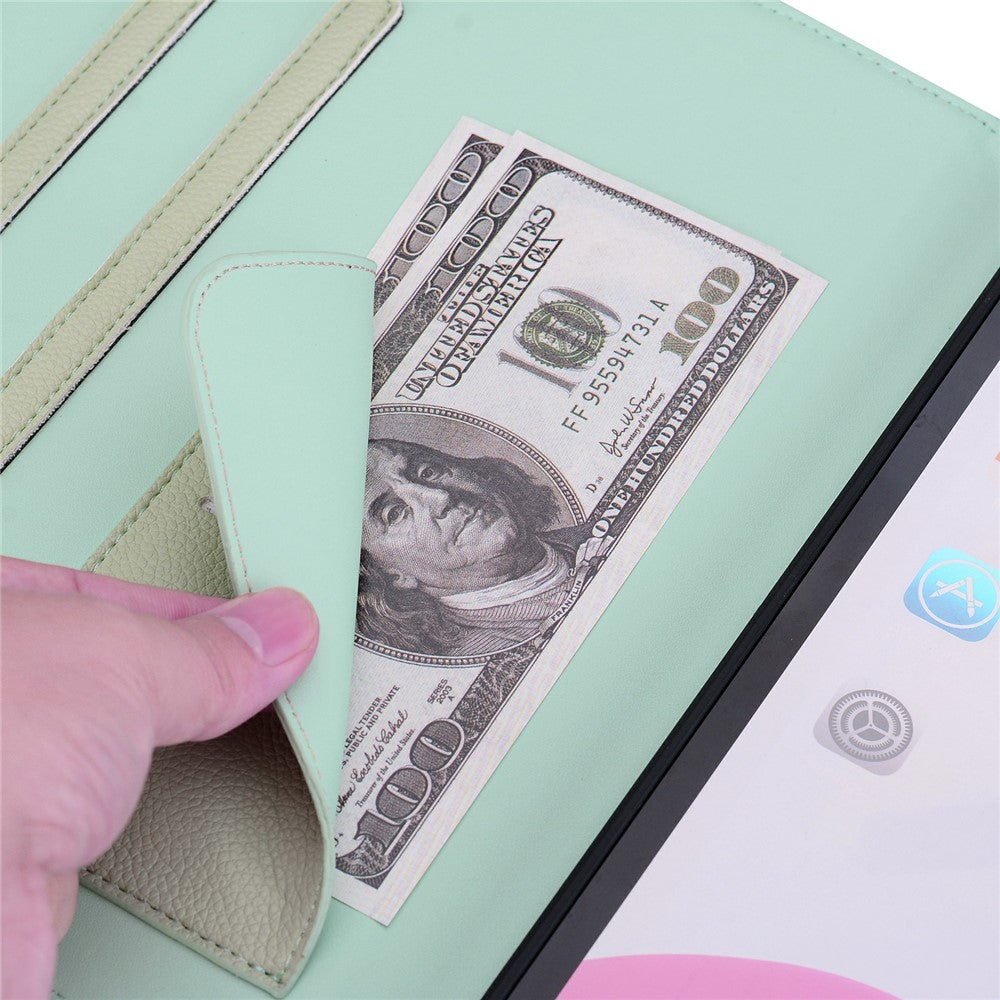 Wallet Case for Lenovo Xiaoxin Pad 2025 / Tab K11 Gen 2 / M11 Leather Stand Table Cover with Stylus Holder, 3D Effect Cat Pattern - Green