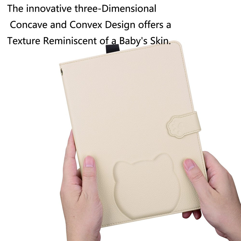 Wallet Case for Lenovo Xiaoxin Pad 2025 / Tab K11 Gen 2 / M11 Leather Stand Table Cover with Stylus Holder, 3D Effect Cat Pattern - Apricot