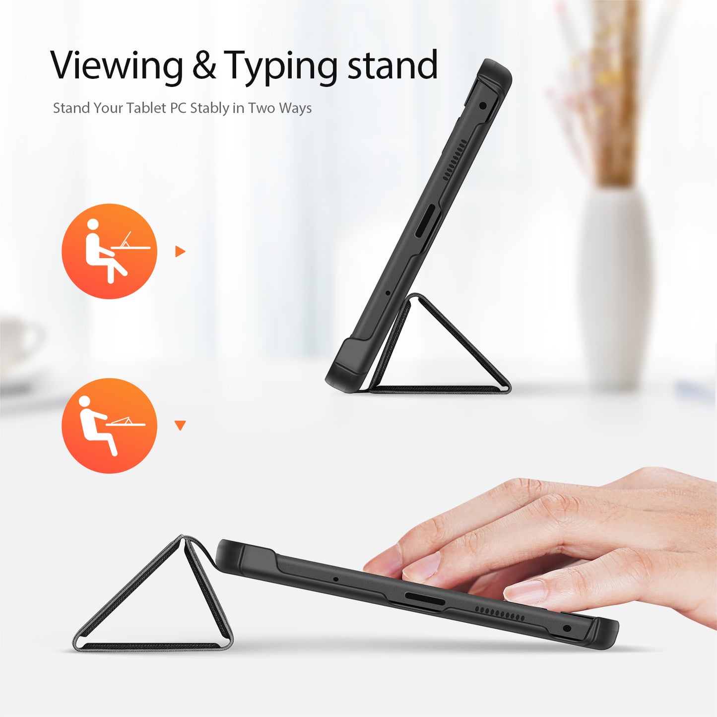 For Lenovo Tab K9 Case DUX DUCIS Domo Series Tri-fold Stand PU Leather Protective Tablet Cover - Black