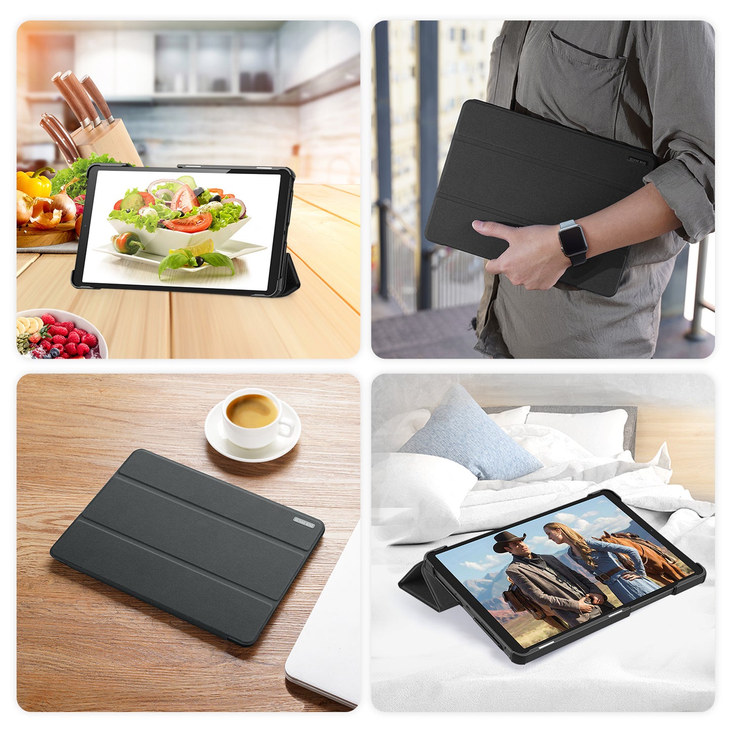 For Lenovo Tab K9 Case DUX DUCIS Domo Series Tri-fold Stand PU Leather Protective Tablet Cover - Black