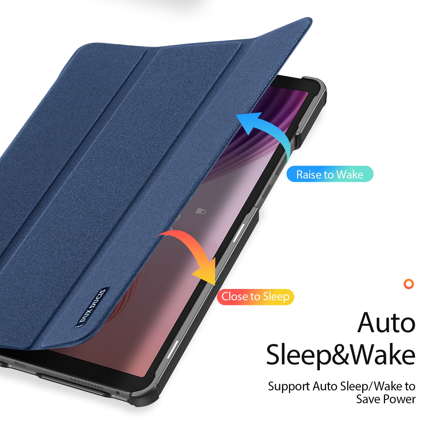 For Lenovo Tab K9 Case DUX DUCIS Domo Series Tri-fold Stand PU Leather Protective Tablet Cover - Blue