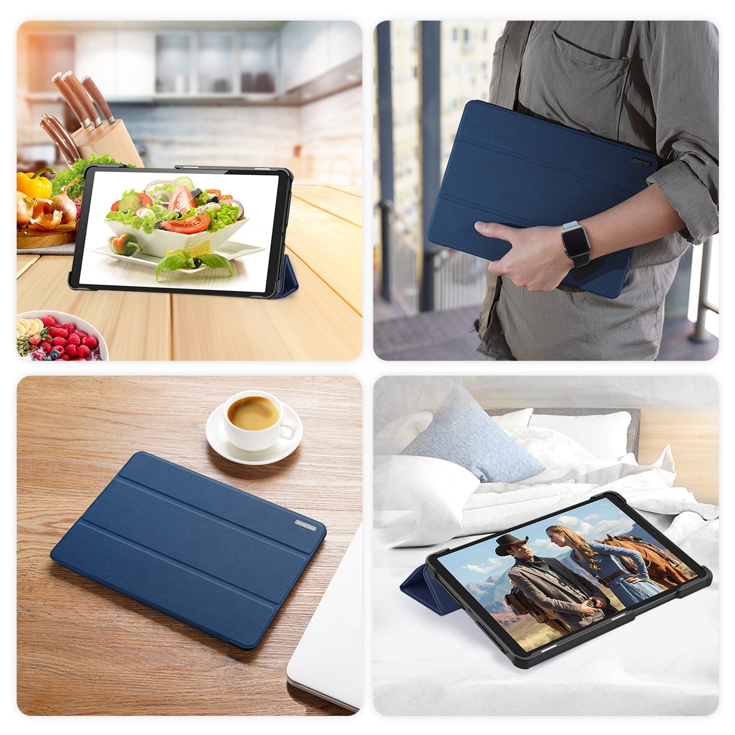 For Lenovo Tab K9 Case DUX DUCIS Domo Series Tri-fold Stand PU Leather Protective Tablet Cover - Blue