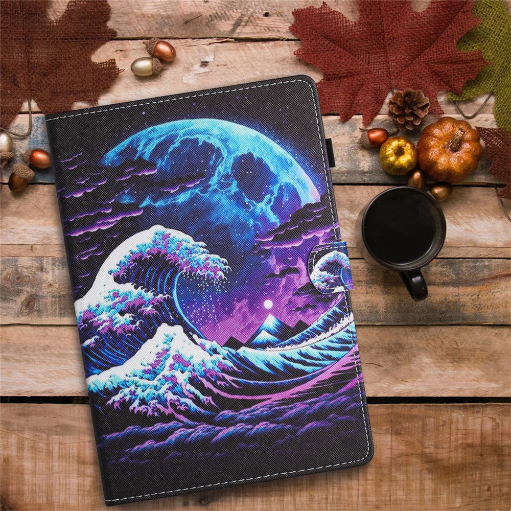 For Lenovo Xiaoxin Pad 11 2025 Case Pattern Printing Leather Tablet Cover with Card Holder - Sea Wave