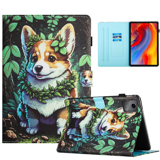 For Lenovo Xiaoxin Pad 11 2025 Case Pattern Printing Leather Tablet Cover with Card Holder - Corgi