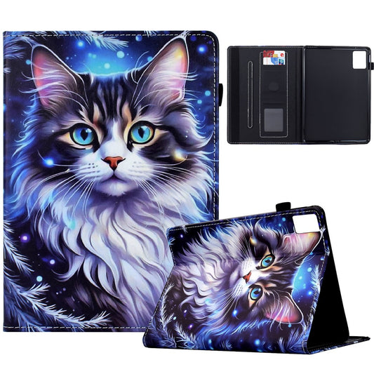 For Lenovo Xiaoxin Pad 11 2025 Case Pattern Printing Leather Tablet Cover with Card Holder - Cat