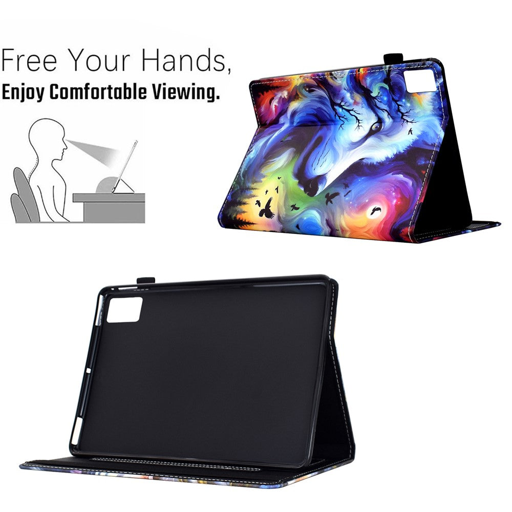 For Lenovo Xiaoxin Pad 11 2025 Case Pattern Printing Leather Tablet Cover with Card Holder - Star Wolf