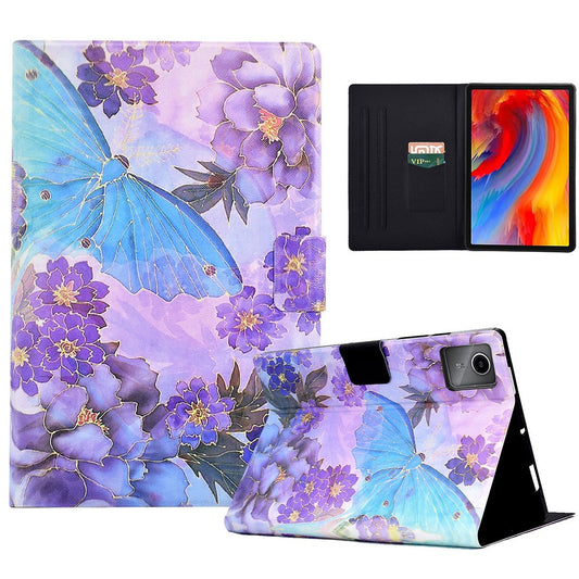 For Lenovo Xiaoxin Pad 11 2025 Case Stand Pattern Printed Leather Cover - Peony and Butterfly