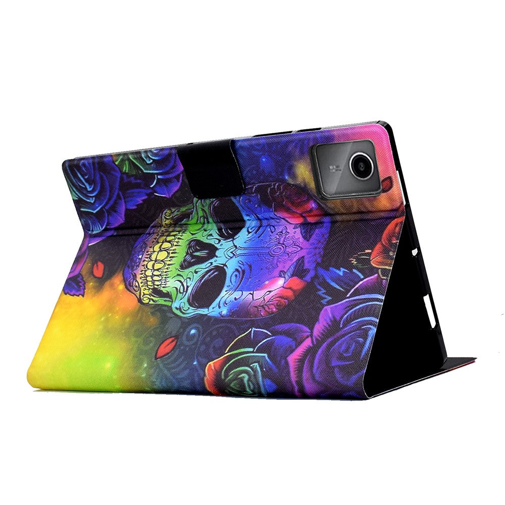 For Lenovo Xiaoxin Pad 11 2025 Case Stand Pattern Printed Leather Cover - Colorful Skull