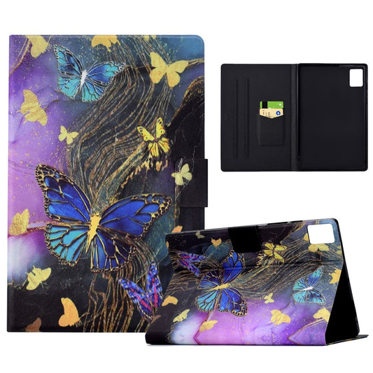 For Lenovo Xiaoxin Pad 11 2025 Case Card Holder Pattern Print Leather Cover - Golden Butterflies
