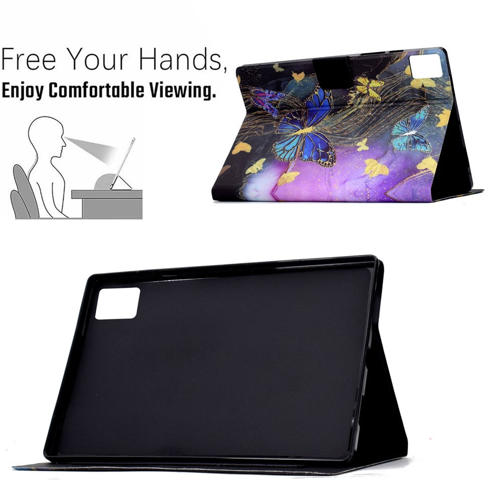 For Lenovo Xiaoxin Pad 11 2025 Case Card Holder Pattern Print Leather Cover - Golden Butterflies