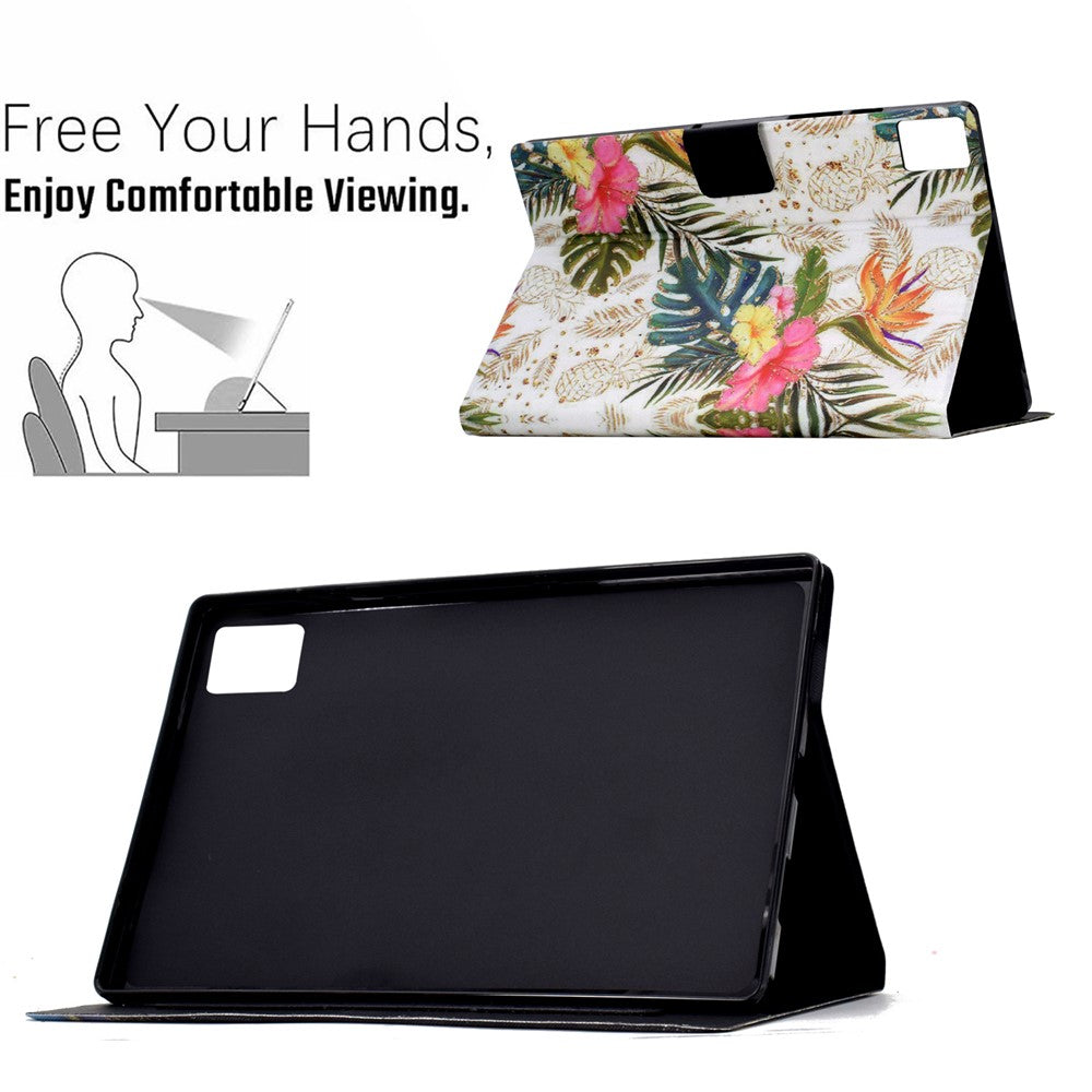For Lenovo Xiaoxin Pad 11 2025 Case Card Holder Pattern Print Leather Cover - Golden Pineapple