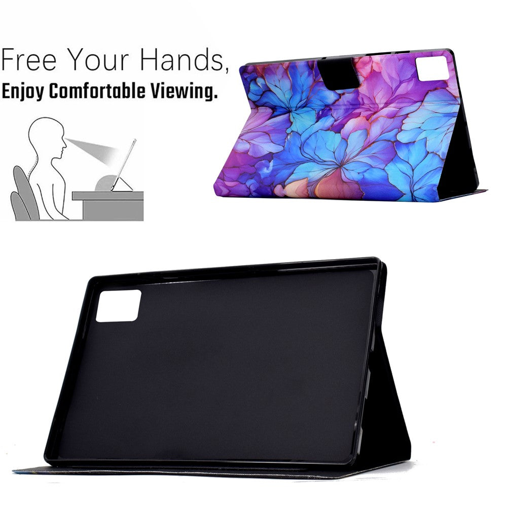For Lenovo Xiaoxin Pad 11 2025 Case Card Holder Pattern Print Leather Cover - Petal