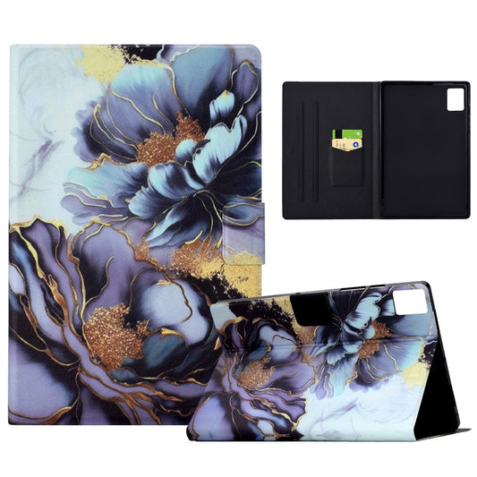 For Lenovo Xiaoxin Pad 11 2025 Case Card Holder Pattern Print Leather Cover - Peony Flower