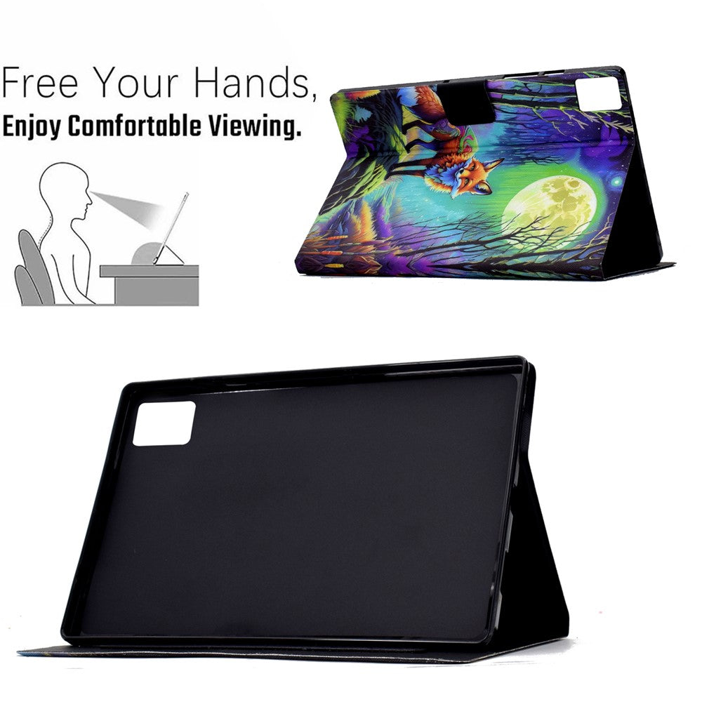 For Lenovo Xiaoxin Pad 11 2025 Case Card Holder Pattern Print Leather Cover - Moonlight Fox