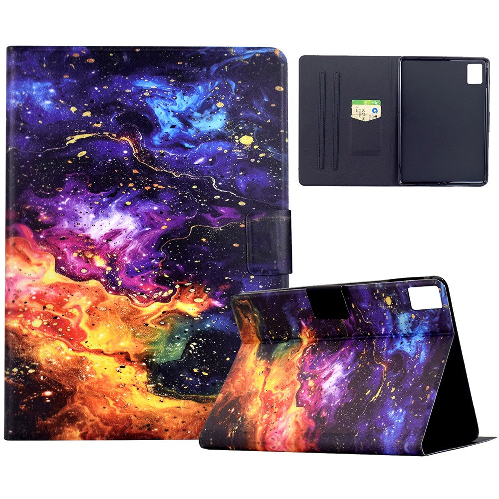 For Lenovo Xiaoxin Pad 11 2025 Case Card Holder Pattern Print Leather Cover - Nebula
