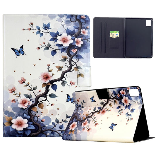 For Lenovo Xiaoxin Pad 11 2025 Case Card Holder Pattern Print Leather Cover - Pink Flower
