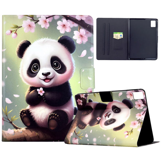 For Lenovo Xiaoxin Pad 11 2025 Case Card Holder Pattern Print Leather Cover - Sakura Panda