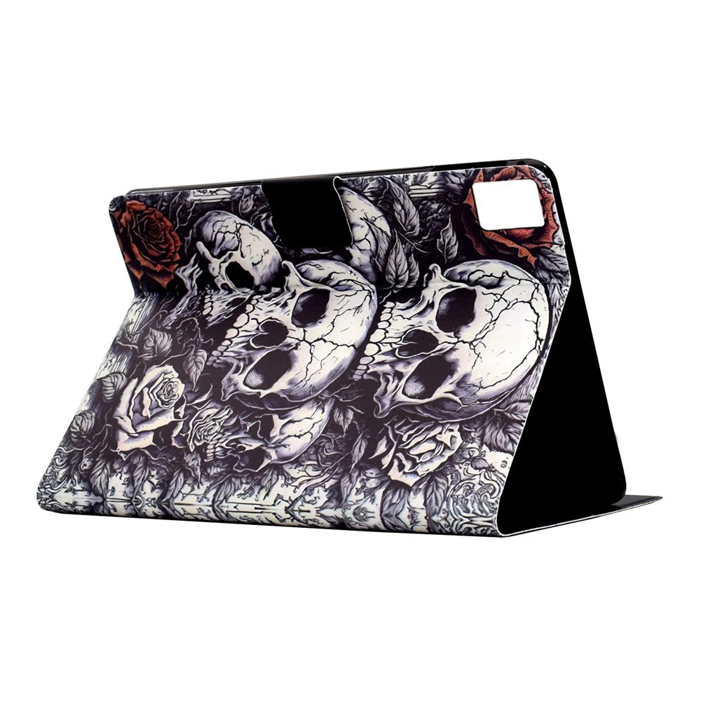 For Lenovo Xiaoxin Pad 11 2025 Case Card Holder Pattern Print Leather Cover - Skull