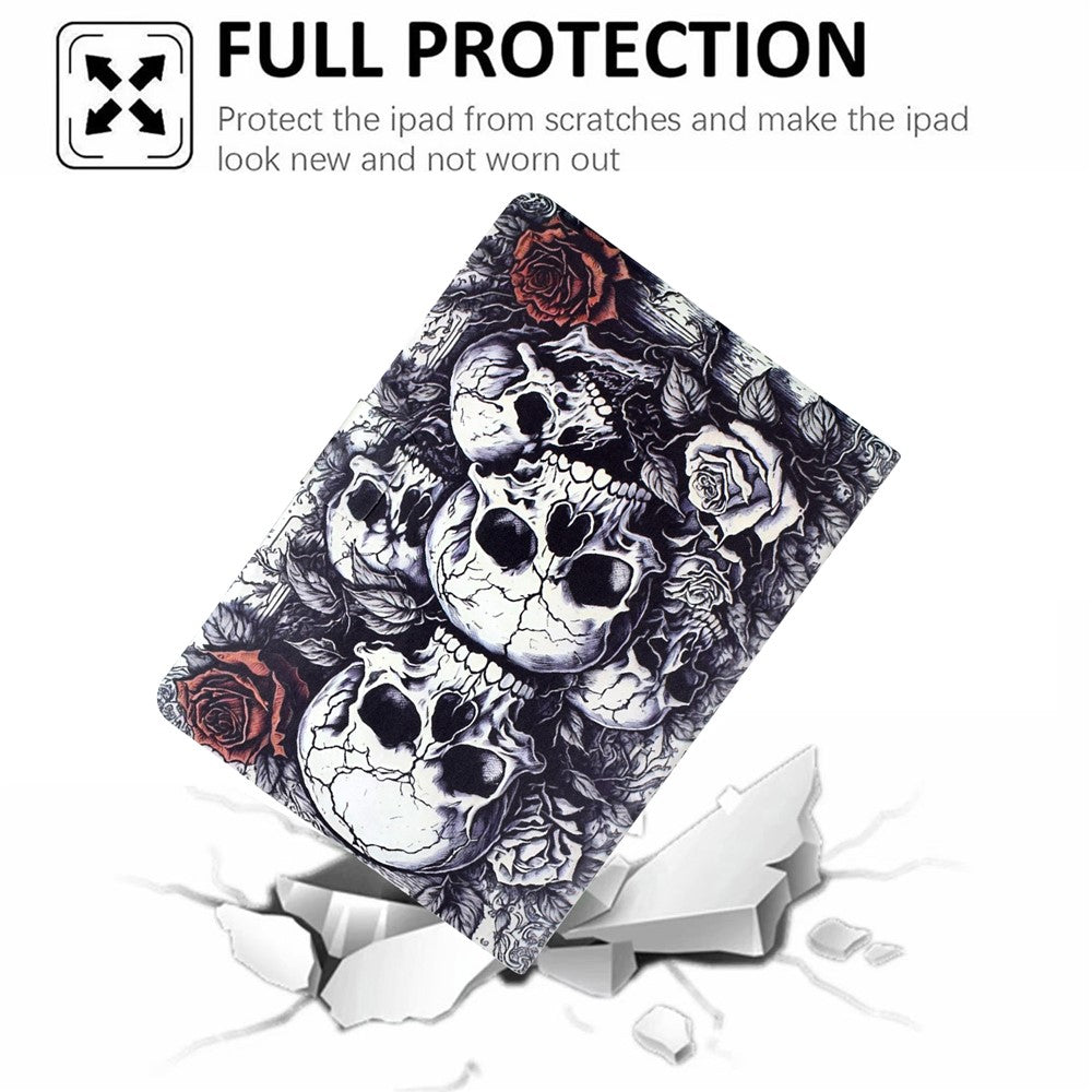 For Lenovo Xiaoxin Pad 11 2025 Case Card Holder Pattern Print Leather Cover - Skull