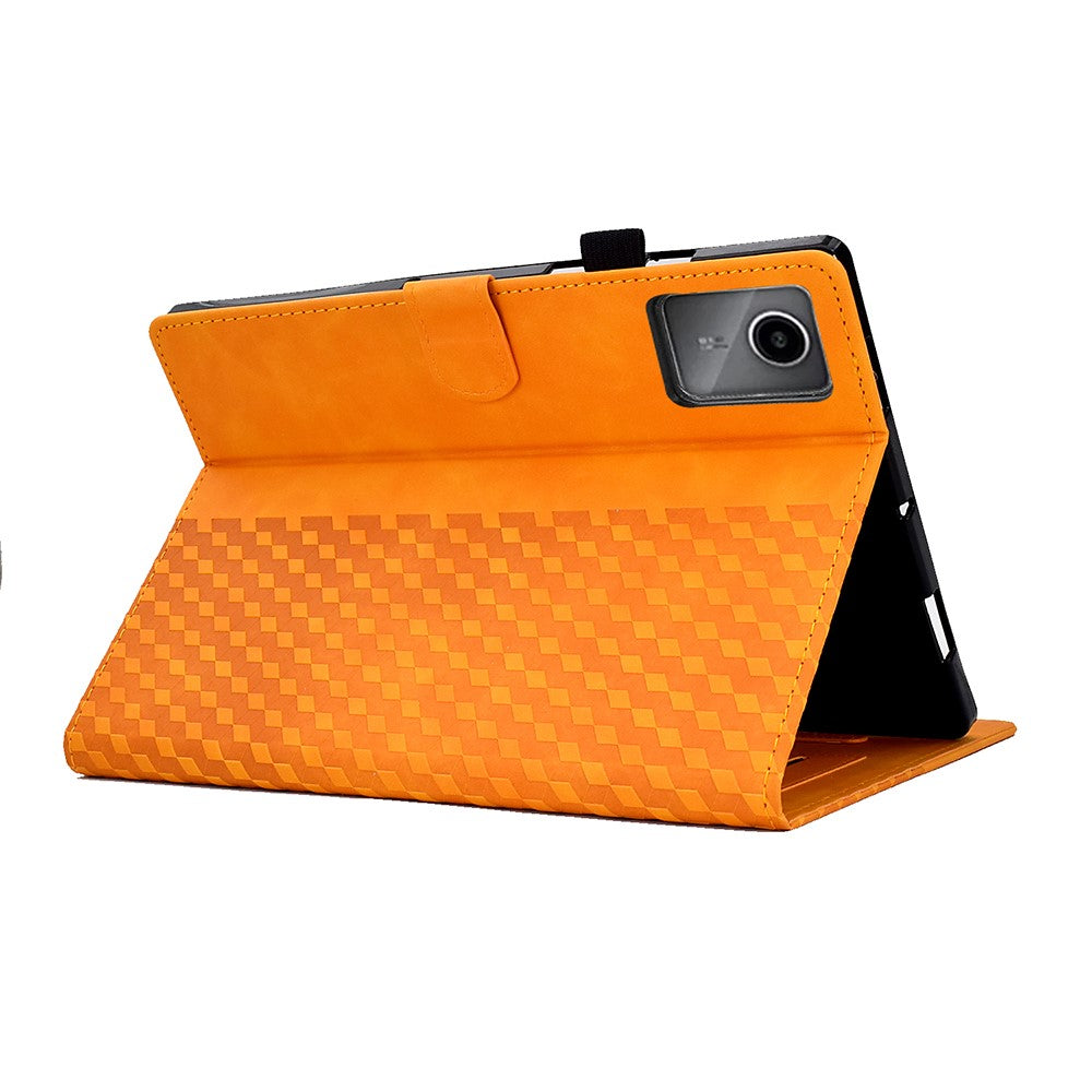 For Lenovo Xiaoxin Pad 11 2025 Case Card Slots Block Pattern Leather Cover - Khaki