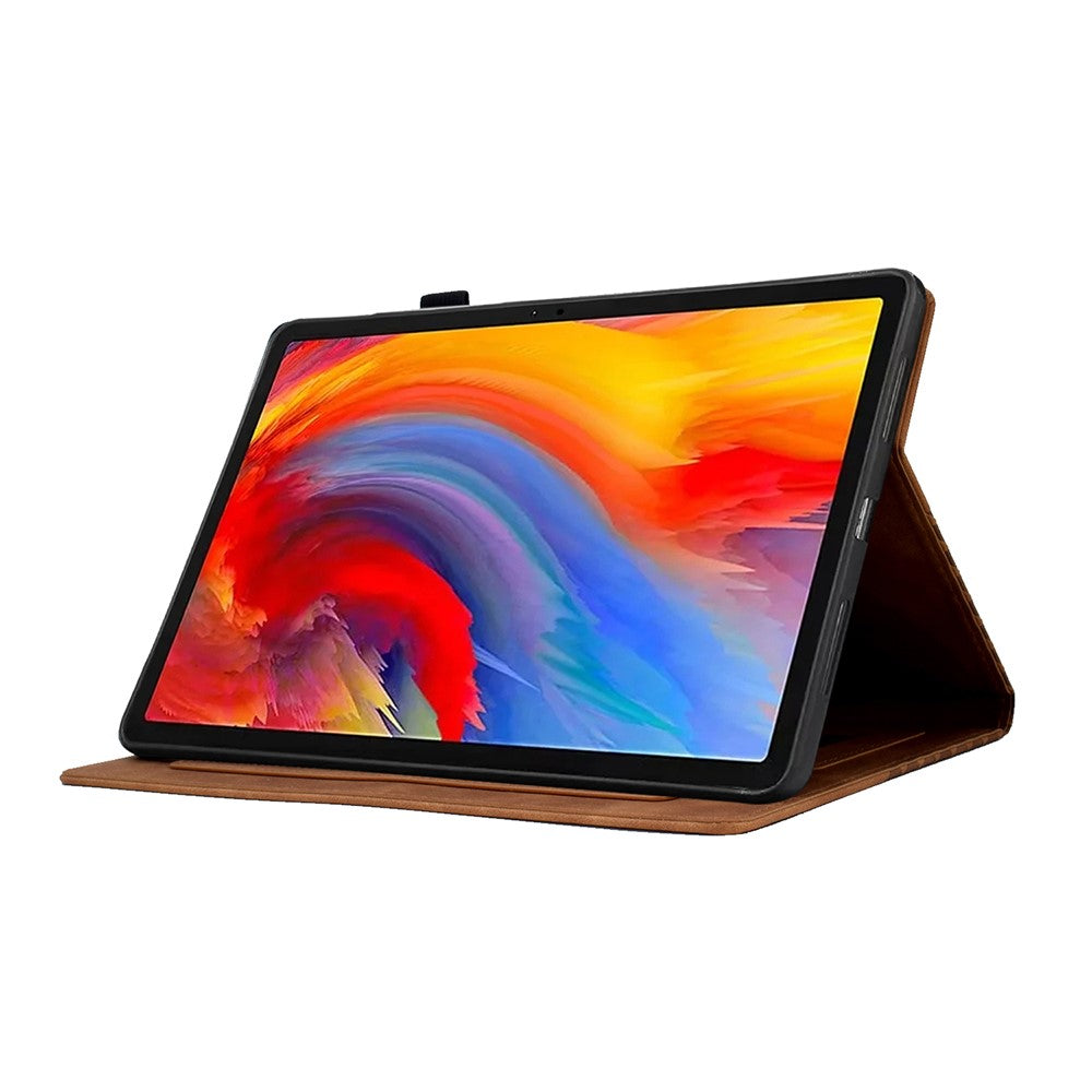 For Lenovo Xiaoxin Pad 11 2025 Case Card Slots Block Pattern Leather Cover - Brown