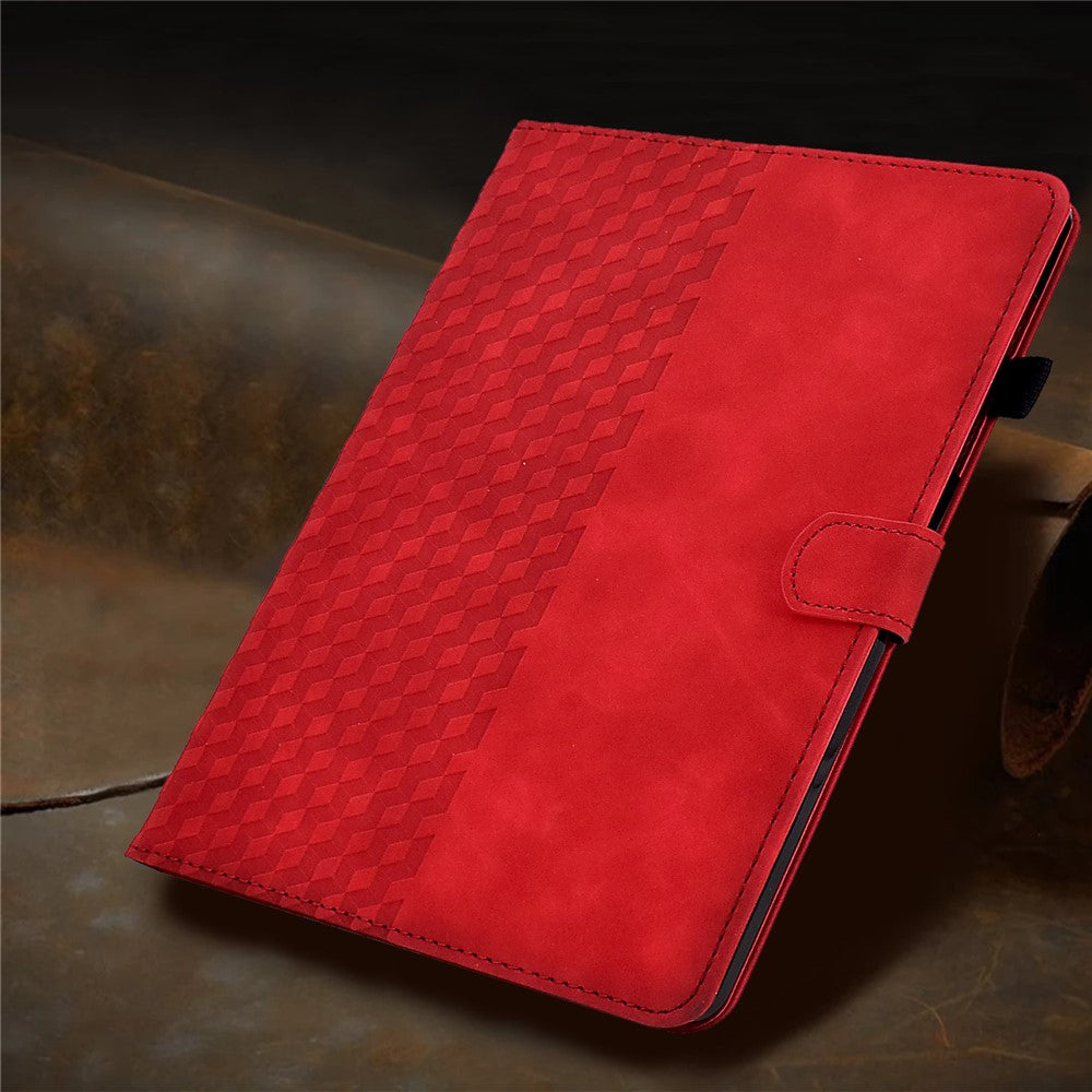 For Lenovo Xiaoxin Pad 11 2025 Case Card Slots Block Pattern Leather Cover - Red