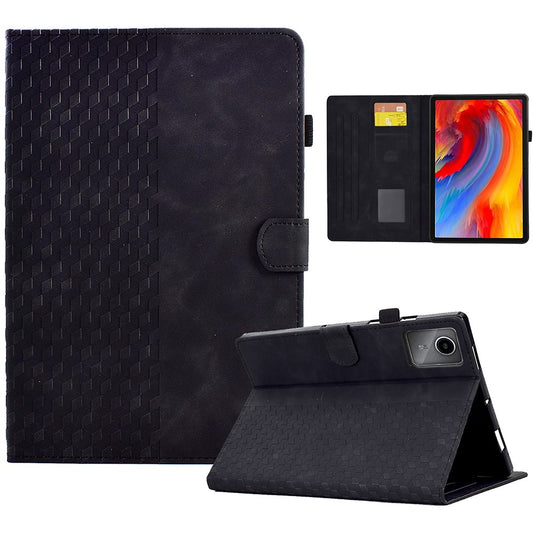For Lenovo Xiaoxin Pad 11 2025 Case Card Slots Block Pattern Leather Cover - Black