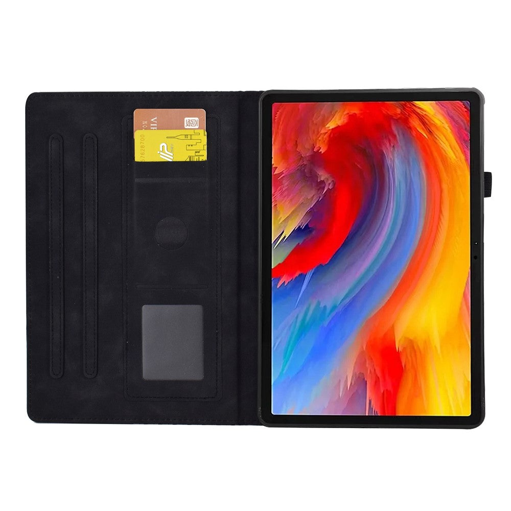 For Lenovo Xiaoxin Pad 11 2025 Case Card Slots Block Pattern Leather Cover - Black