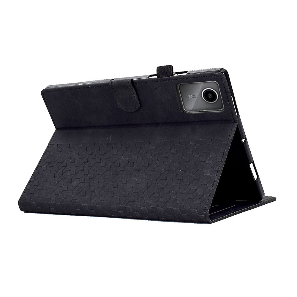 For Lenovo Xiaoxin Pad 11 2025 Case Card Slots Block Pattern Leather Cover - Black