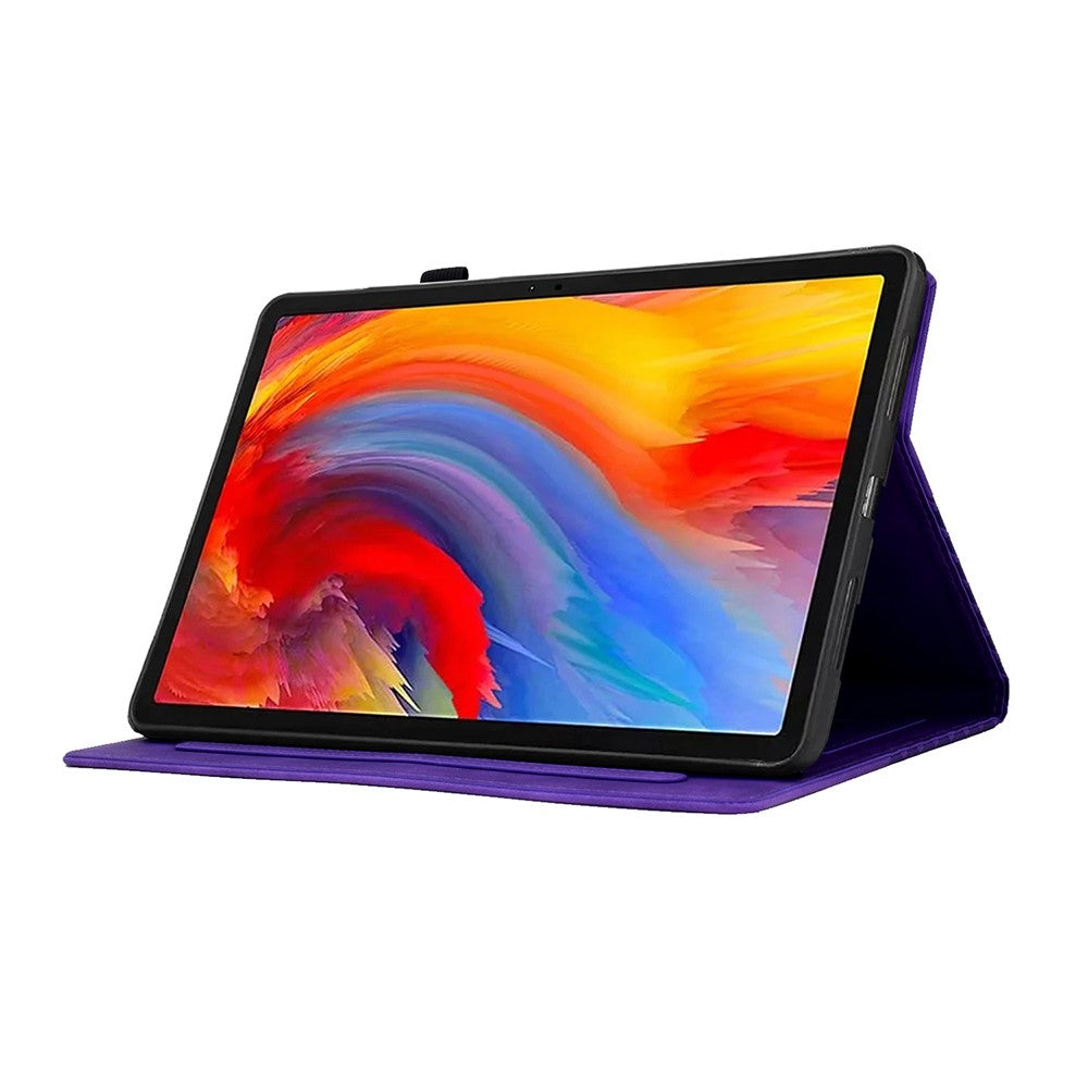 For Lenovo Xiaoxin Pad 11 2025 Case Card Slots Block Pattern Leather Cover - Purple