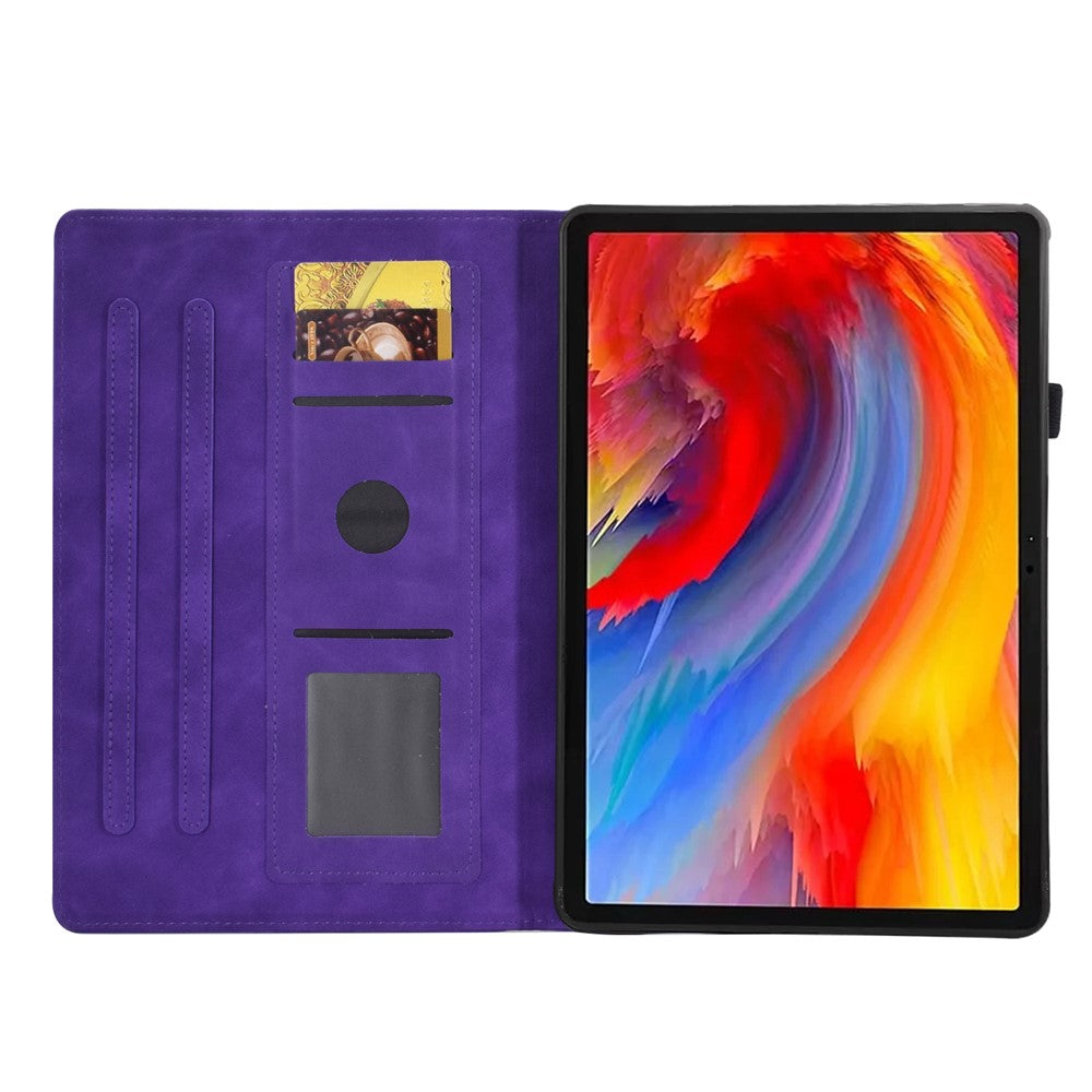 For Lenovo Xiaoxin Pad 11 2025 Case Flower Butterfly Imprinted Card Slots Leather Cover - Purple
