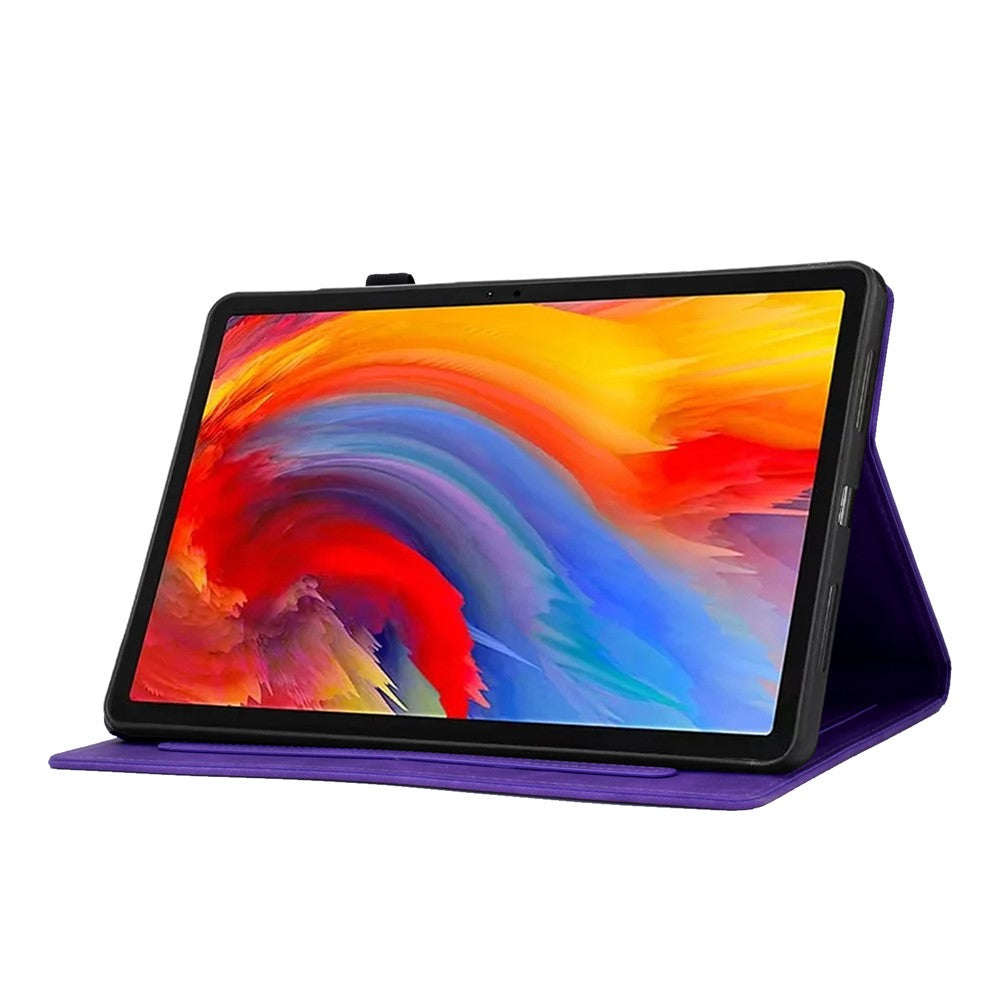 For Lenovo Xiaoxin Pad 11 2025 Case Flower Butterfly Imprinted Card Slots Leather Cover - Purple