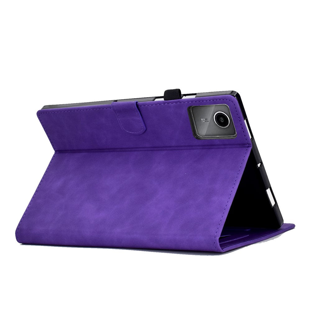 For Lenovo Xiaoxin Pad 11 2025 Case Flower Butterfly Imprinted Card Slots Leather Cover - Purple