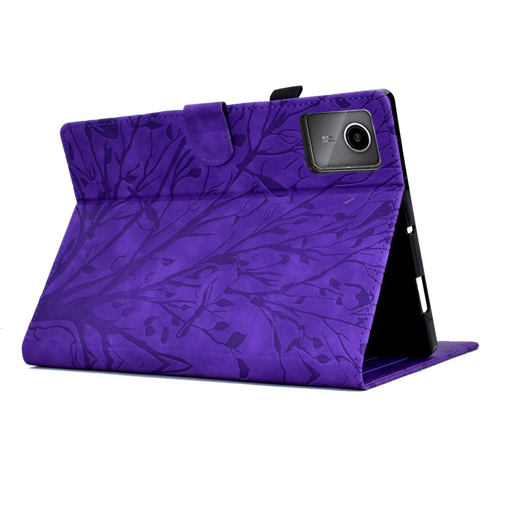 For Lenovo Xiaoxin Pad 11 2025 Leather Case Tree Pattern Card Slots Stand Cover - Purple