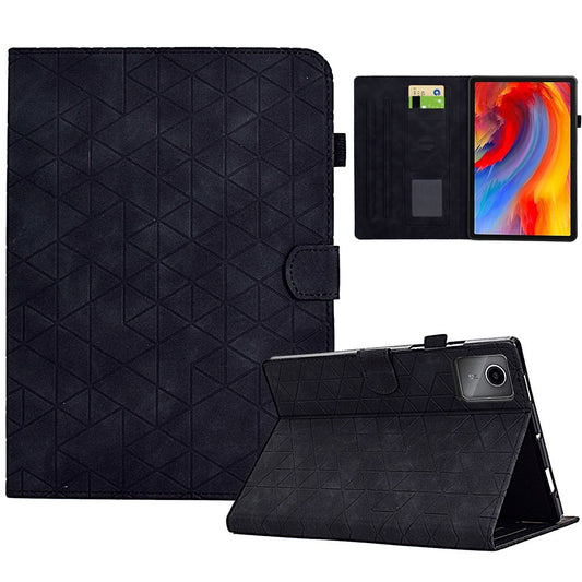 For Lenovo Xiaoxin Pad 11 2025 Case Card Slots Stand Rhombus Auto Wake / Sleep Leather Cover - Black