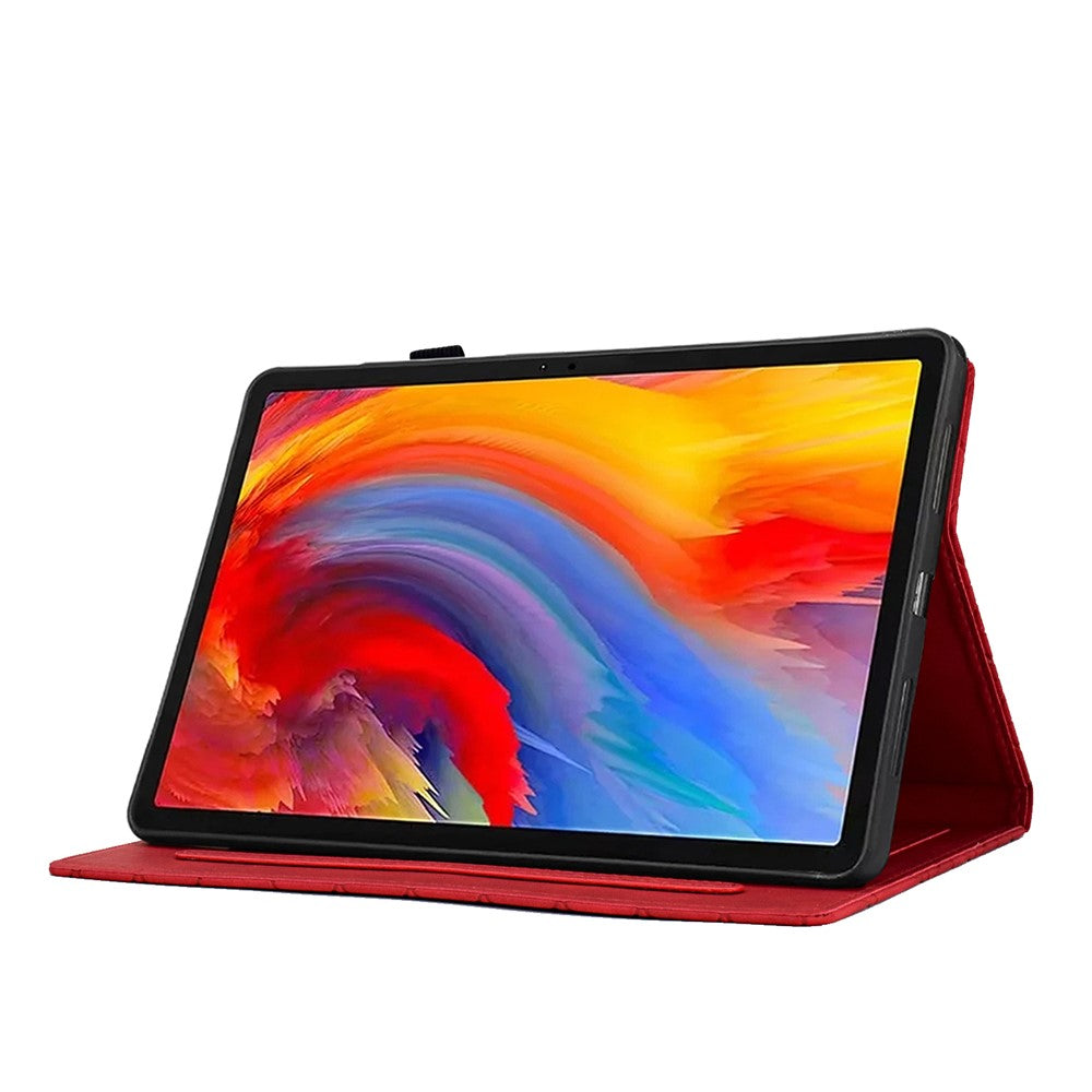 For Lenovo Xiaoxin Pad 11 2025 Case Card Slots Stand Rhombus Auto Wake / Sleep Leather Cover - Red