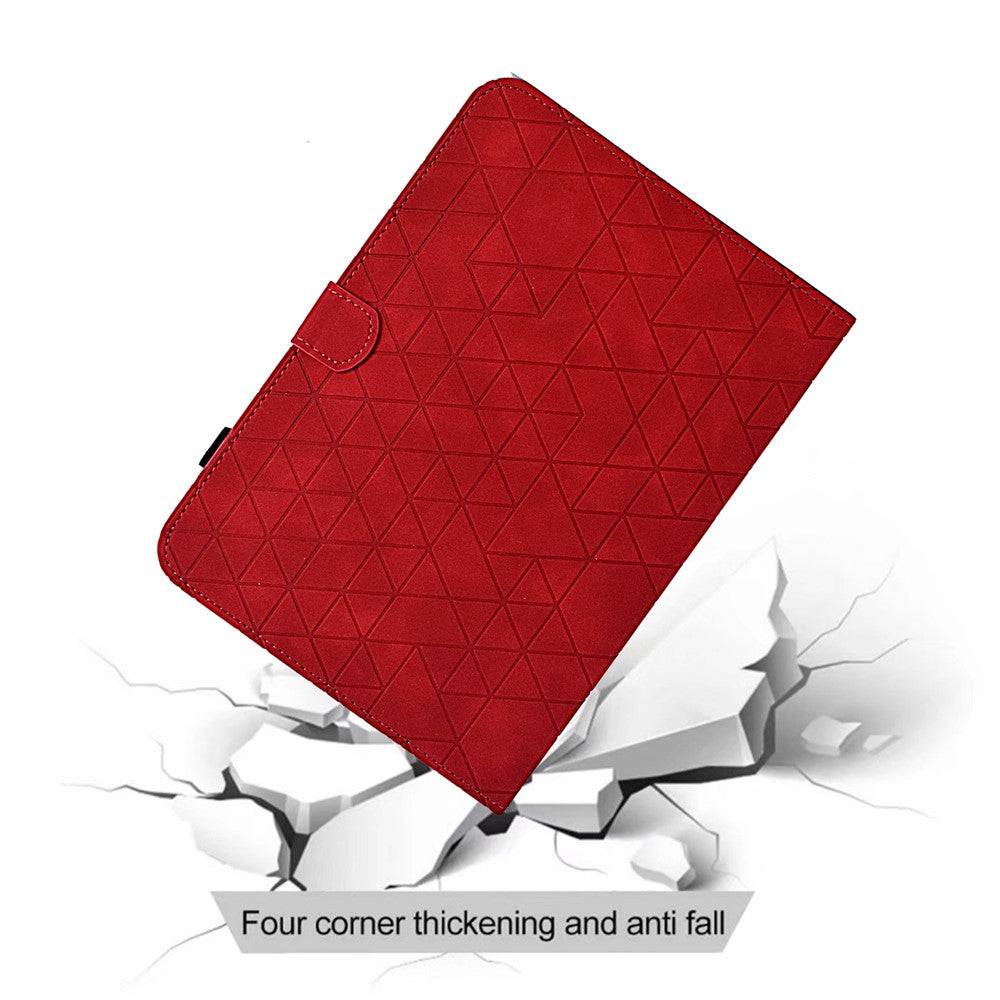 For Lenovo Xiaoxin Pad 11 2025 Case Card Slots Stand Rhombus Auto Wake / Sleep Leather Cover - Red