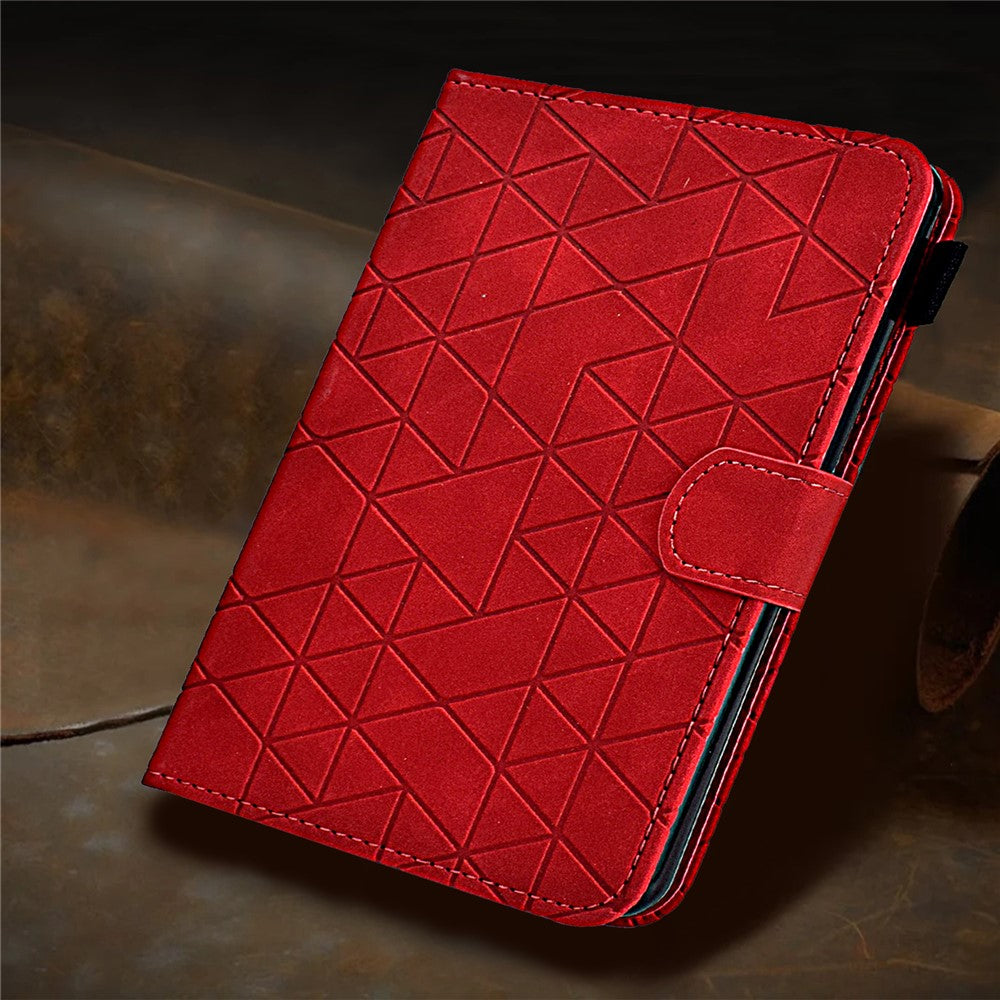 For Lenovo Xiaoxin Pad 11 2025 Case Card Slots Stand Rhombus Auto Wake / Sleep Leather Cover - Red