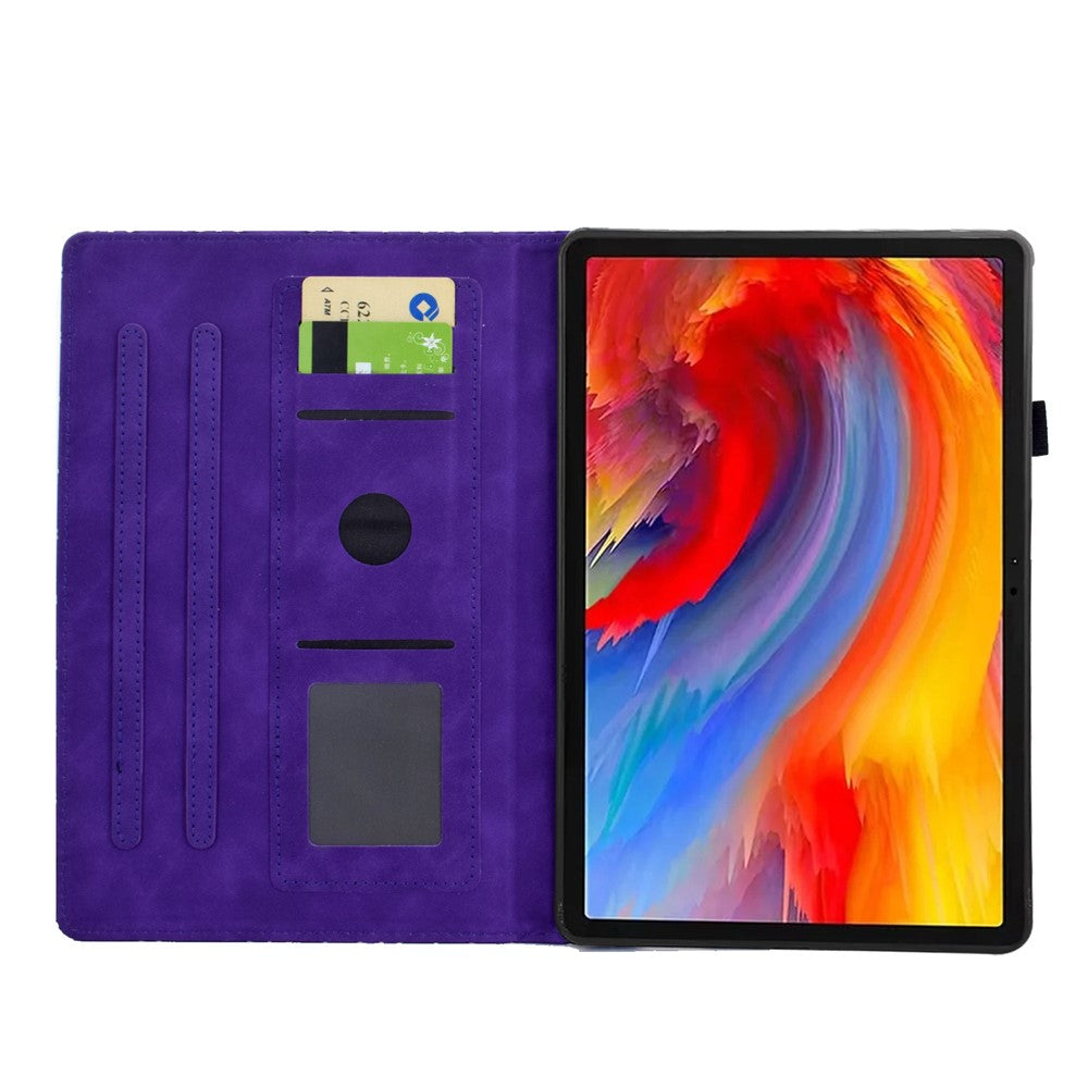 For Lenovo Xiaoxin Pad 11 2025 Case Card Slots Stand Rhombus Auto Wake / Sleep Leather Cover - Purple