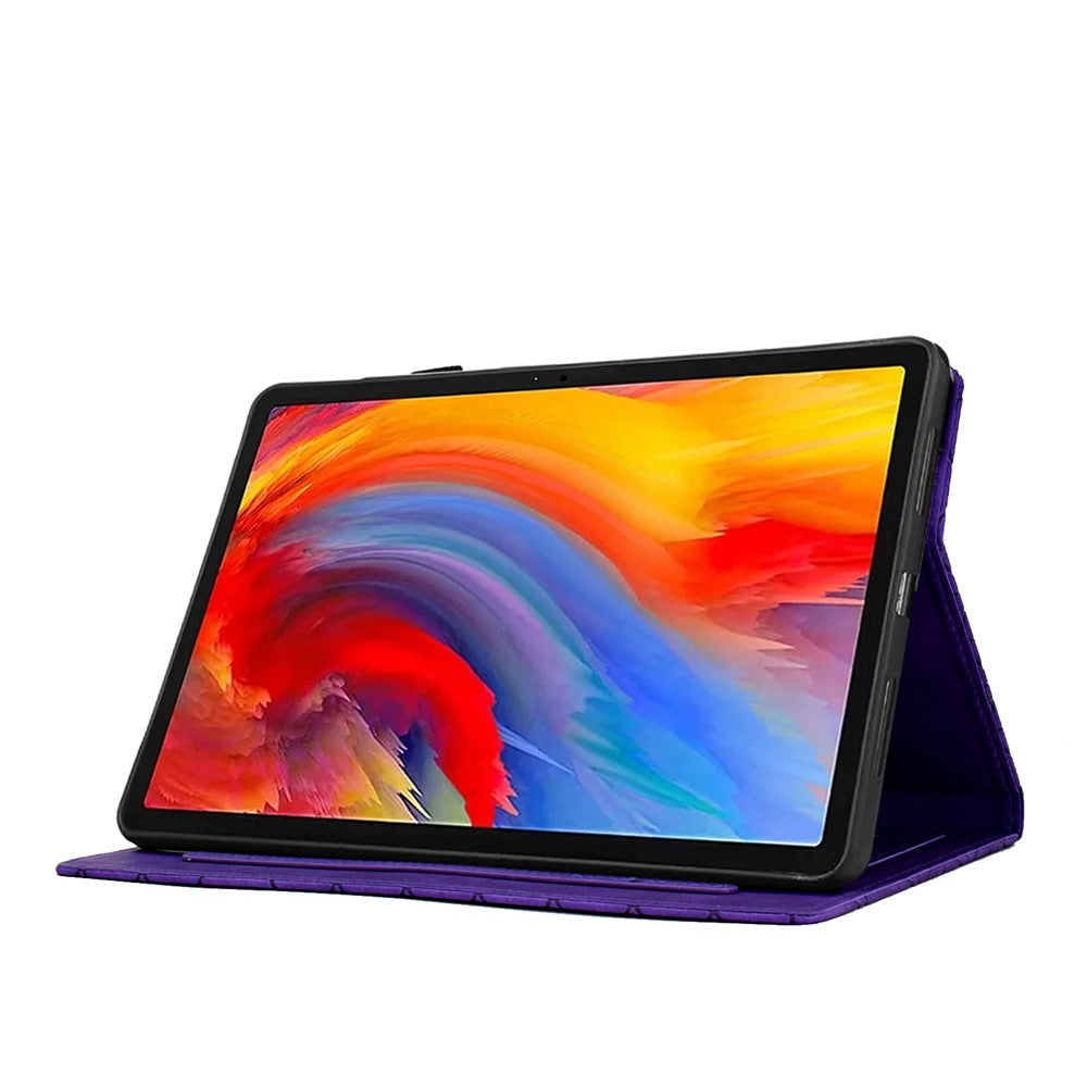 For Lenovo Xiaoxin Pad 11 2025 Case Card Slots Stand Rhombus Auto Wake / Sleep Leather Cover - Purple
