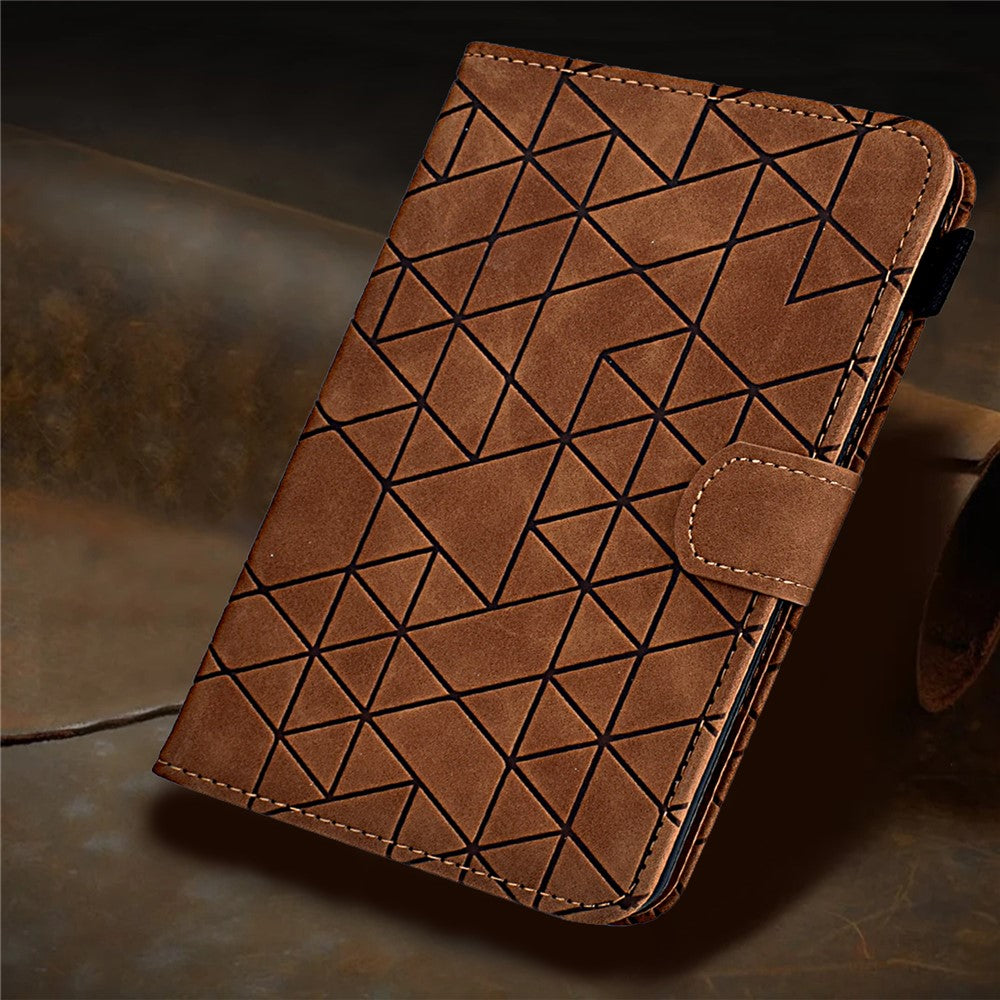 For Lenovo Xiaoxin Pad 11 2025 Case Card Slots Stand Rhombus Auto Wake / Sleep Leather Cover - Brown