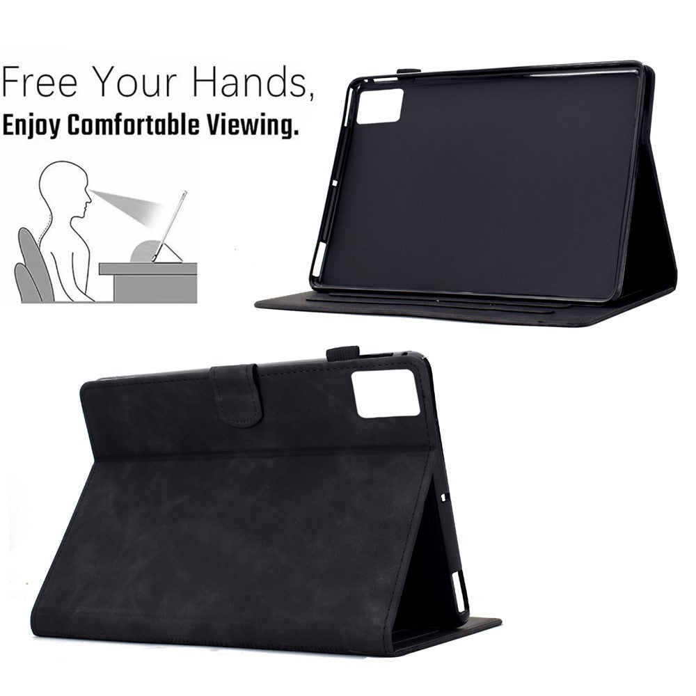 For Lenovo Xiaoxin Pad 11 2025 Case Cats Imprinted PU Leather Card Slots Tablet Cover - Black