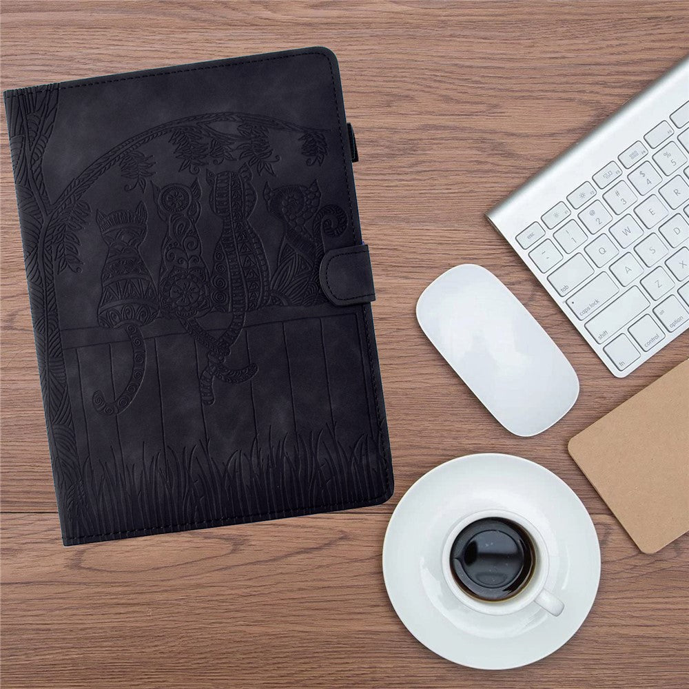 For Lenovo Xiaoxin Pad 11 2025 Case Cats Imprinted PU Leather Card Slots Tablet Cover - Black