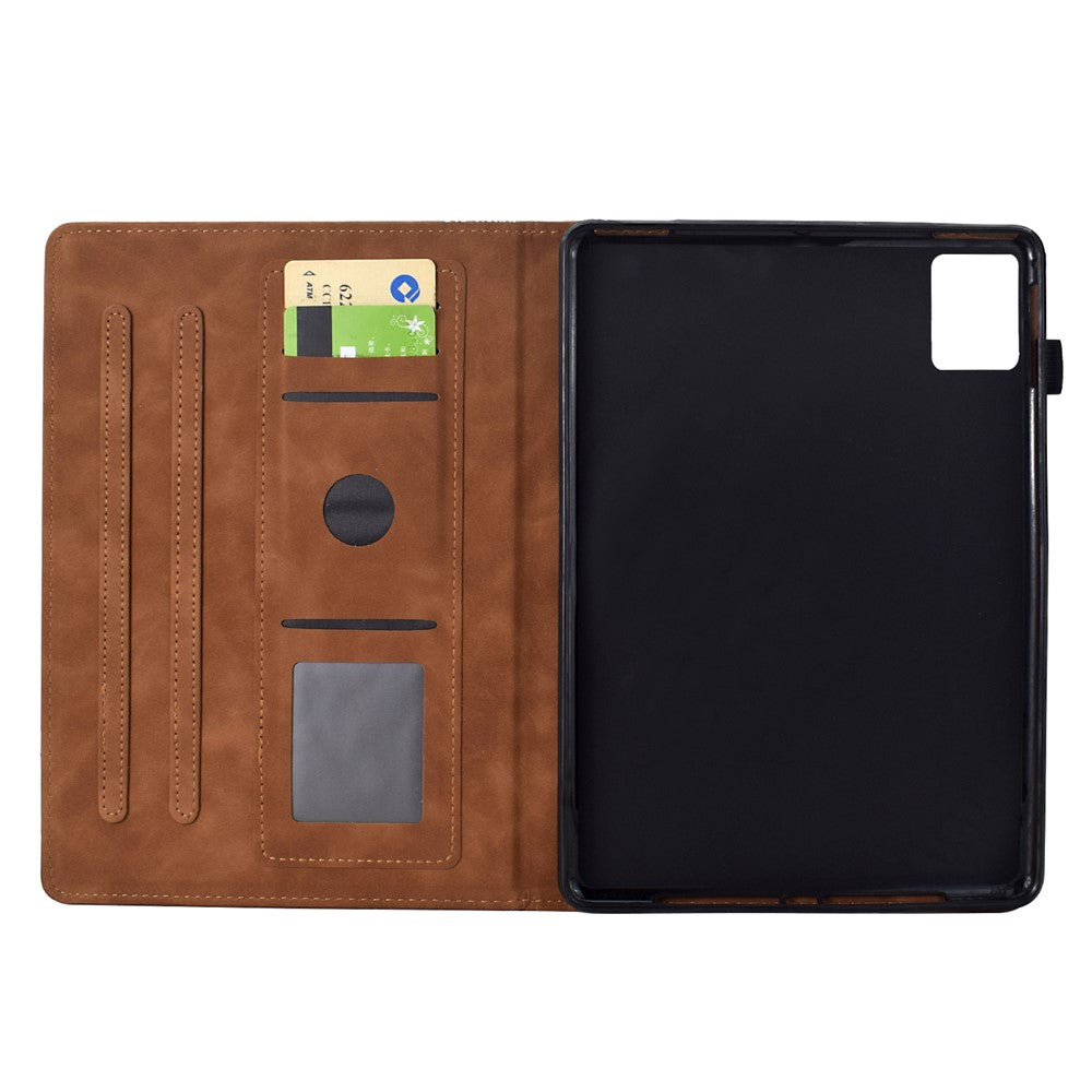 For Lenovo Xiaoxin Pad 11 2025 Case Cats Imprinted PU Leather Card Slots Tablet Cover - Brown