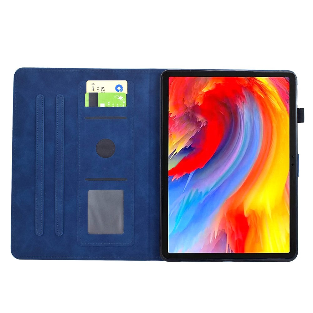 For Lenovo Xiaoxin Pad 11 2025 Case Flower Bird Imprinted Card Holder Leather Tablet Cover - Dark Blue