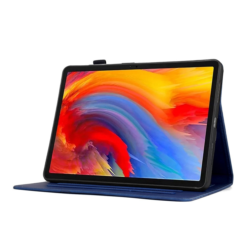 For Lenovo Xiaoxin Pad 11 2025 Case Flower Bird Imprinted Card Holder Leather Tablet Cover - Dark Blue
