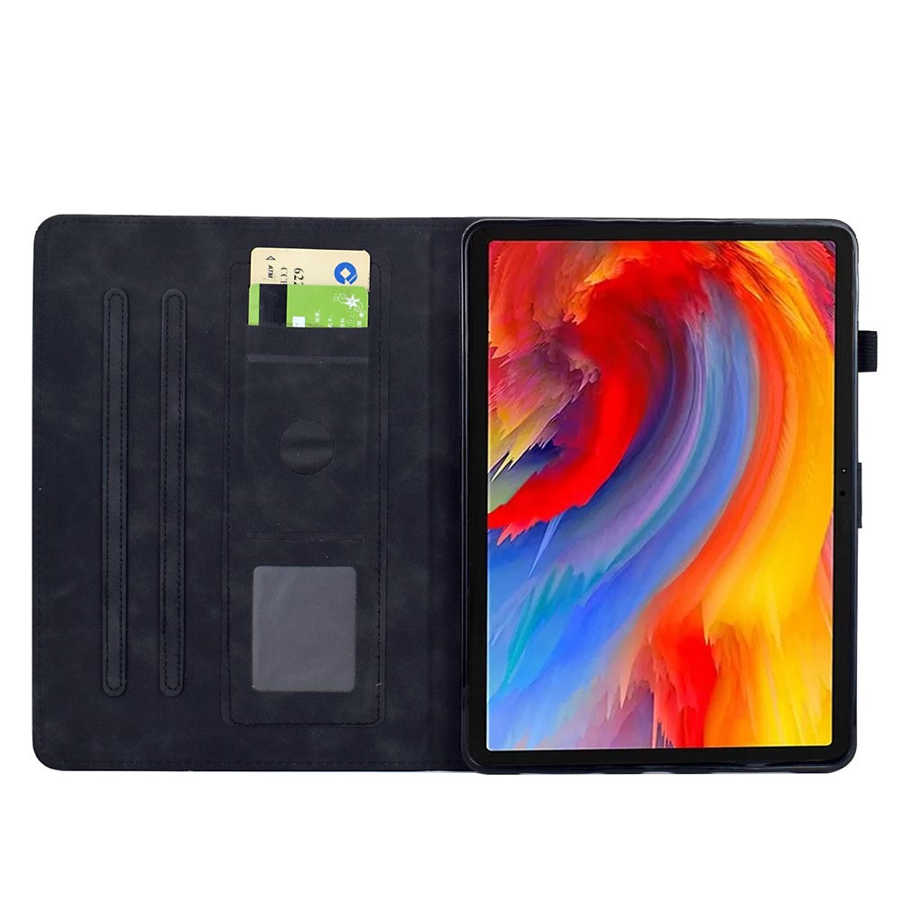 For Lenovo Xiaoxin Pad 11 2025 Case Flower Bird Imprinted Card Holder Leather Tablet Cover - Black