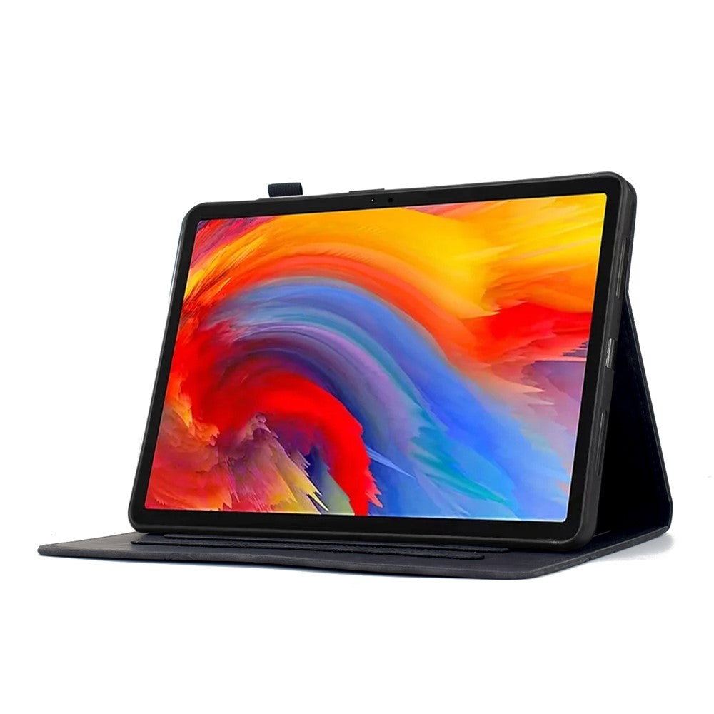 For Lenovo Xiaoxin Pad 11 2025 Case Flower Bird Imprinted Card Holder Leather Tablet Cover - Black